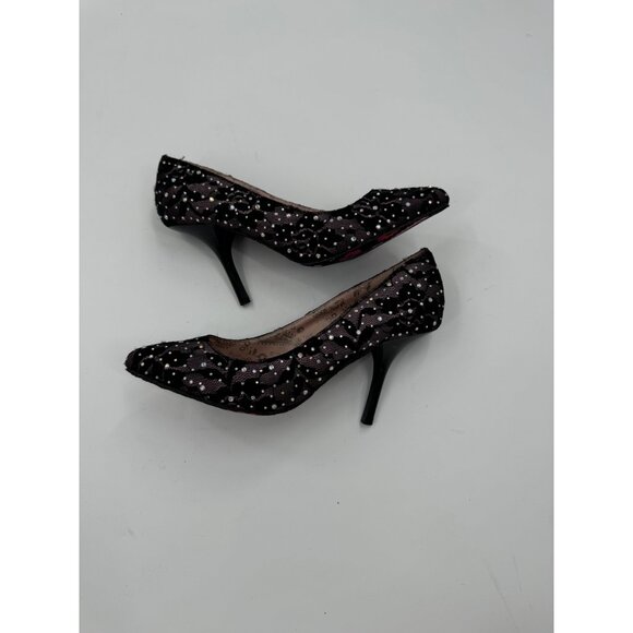 Betseyville by Betsey Johnson Black Lace & Rhinestone High Heel Pumps Size 7 - Picture 9 of 12